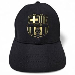 FC Barcelona Futbol Cap Men's Metallic Gold Puffy Sheild Logo Soccer Adjustable